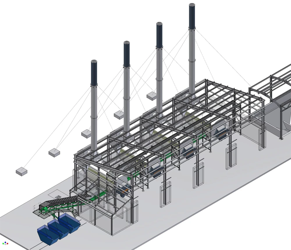 Boilerhuis met kabels